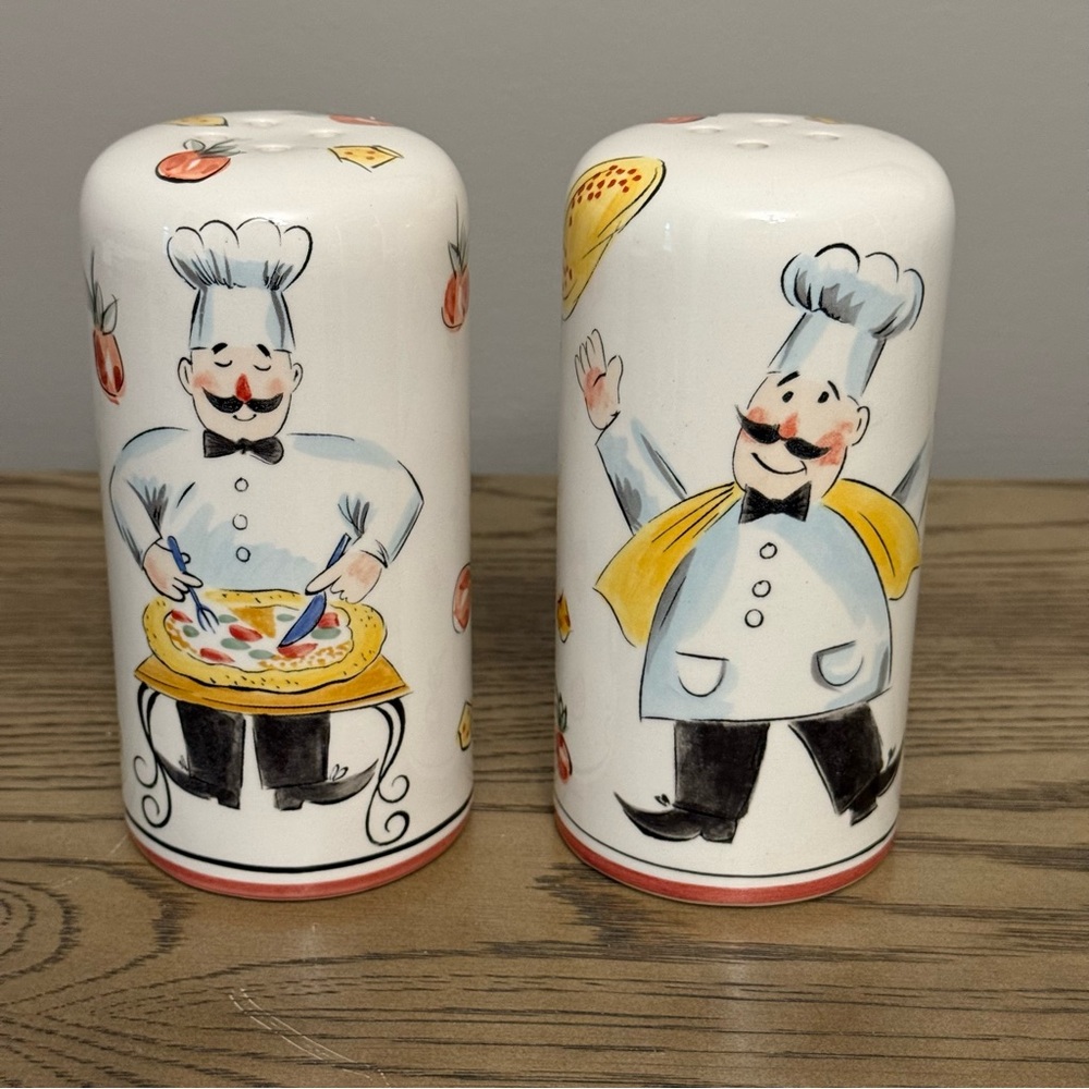 Vintage Ceramic Classic Parmesan Cheese & Hot Pepper Flake Shaker Jars